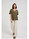 Moodo Маслинена блуза с V-образно деколте Moodo
