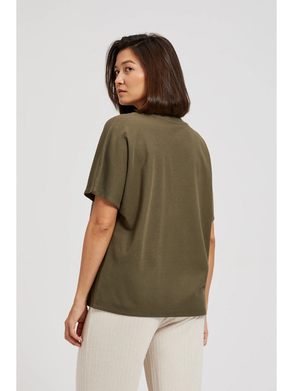 Moodo Маслинена блуза с V-образно деколте Moodo