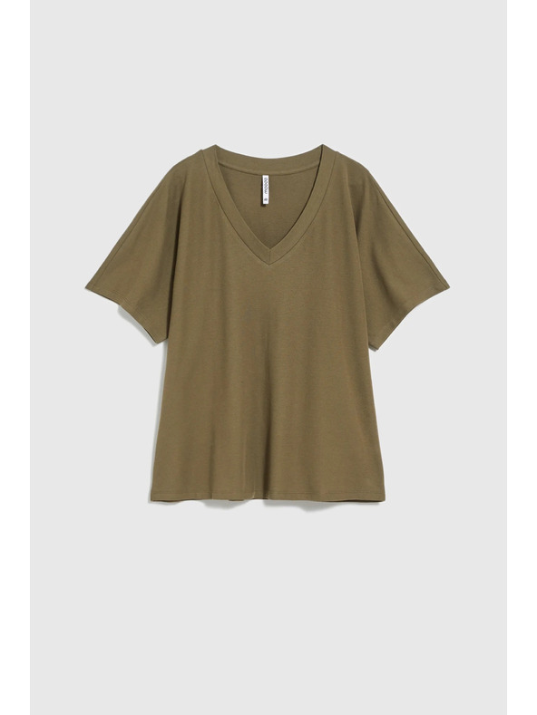 Moodo Маслинена блуза с V-образно деколте Moodo