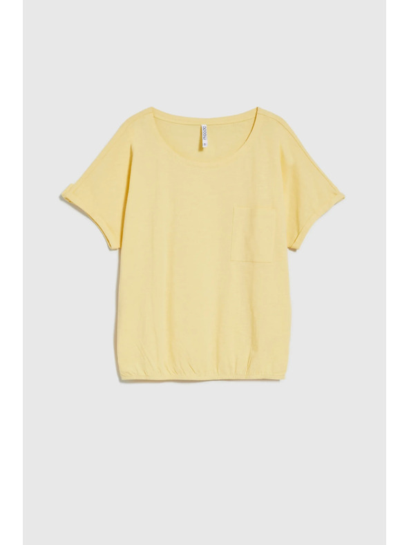 Moodo Жълта тениска с джоб и подплатени ръкави Moodo