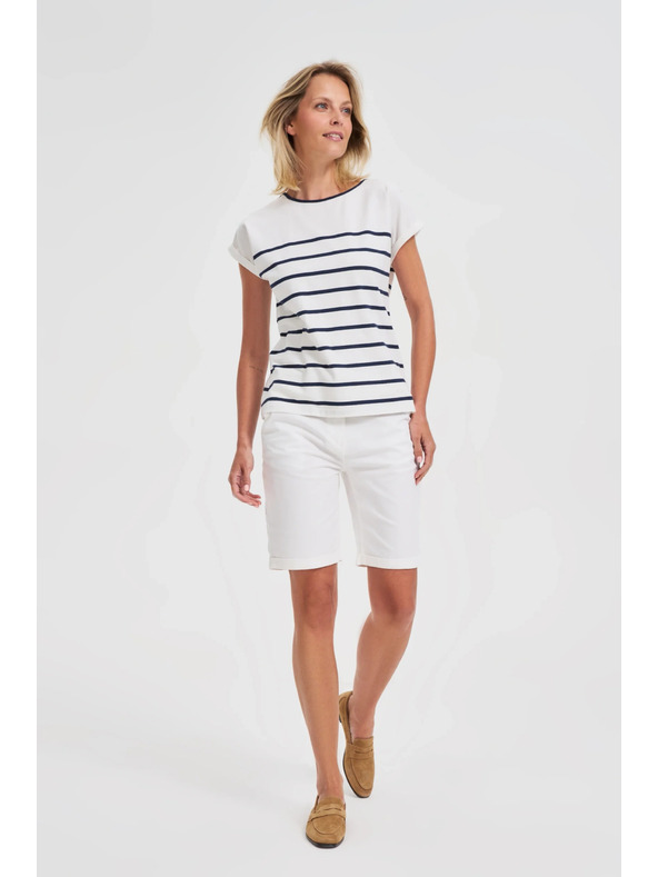 Moodo Памучни шорти с колан бели Moodo