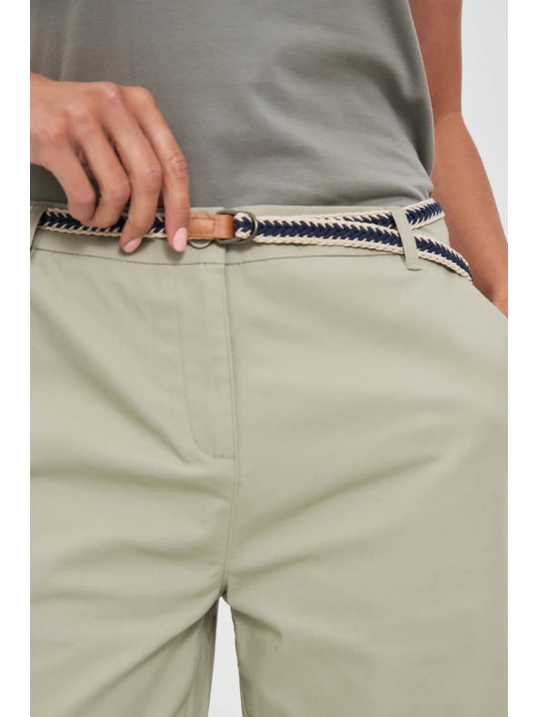 Moodo Памучни шорти с колан маслинови Moodo