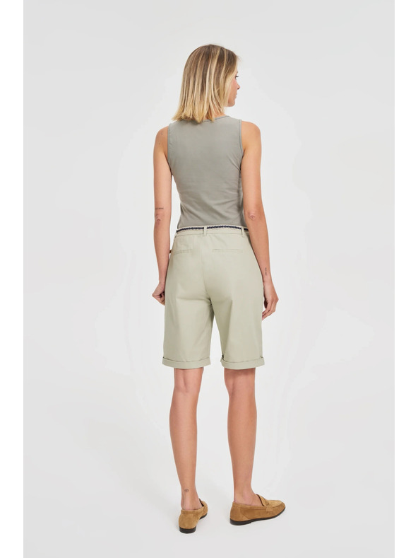 Moodo Памучни шорти с колан маслинови Moodo