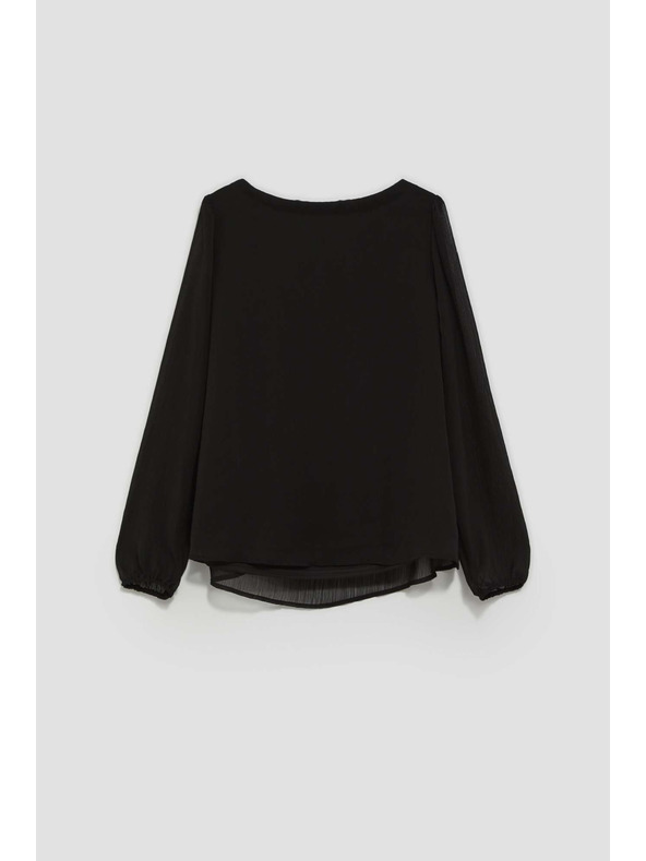 Moodo Черна дамска блуза с къдрици Moodo