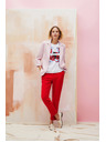 Moodo Червен прав панталон с колан Moodo