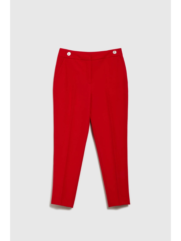 Moodo Червен прав панталон с колан Moodo