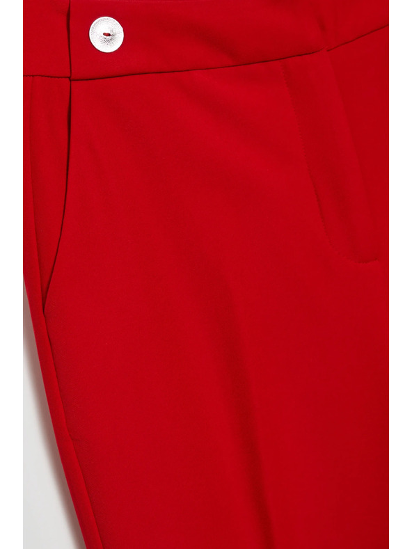 Moodo Червен прав панталон с колан Moodo