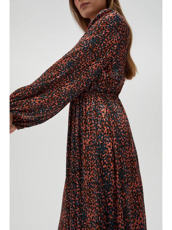 Moodo Оранжева и кафява дамска шарена рокля Moodo