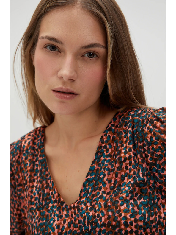 Moodo Оранжева и кафява дамска шарена рокля Moodo