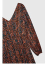 Moodo Оранжева и кафява дамска шарена рокля Moodo