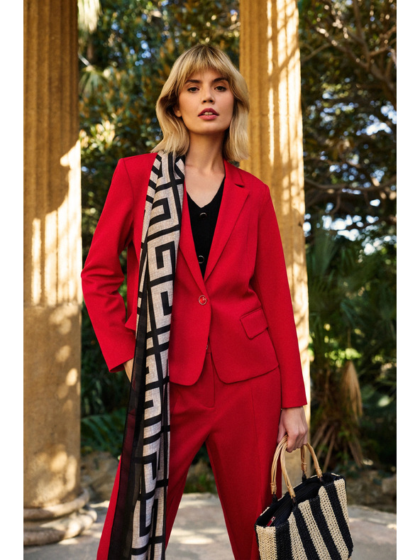 Moodo Бежово-черен дамски шарен шал Moodo