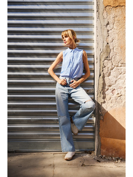 Moodo Сини разкъсани дамски дънки Moodo