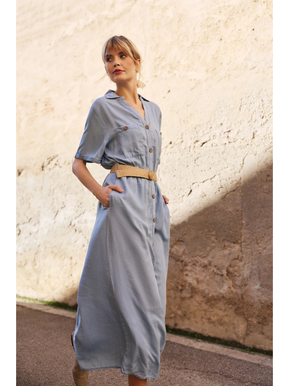 Moodo Синя дамска рокля с риза Moodo