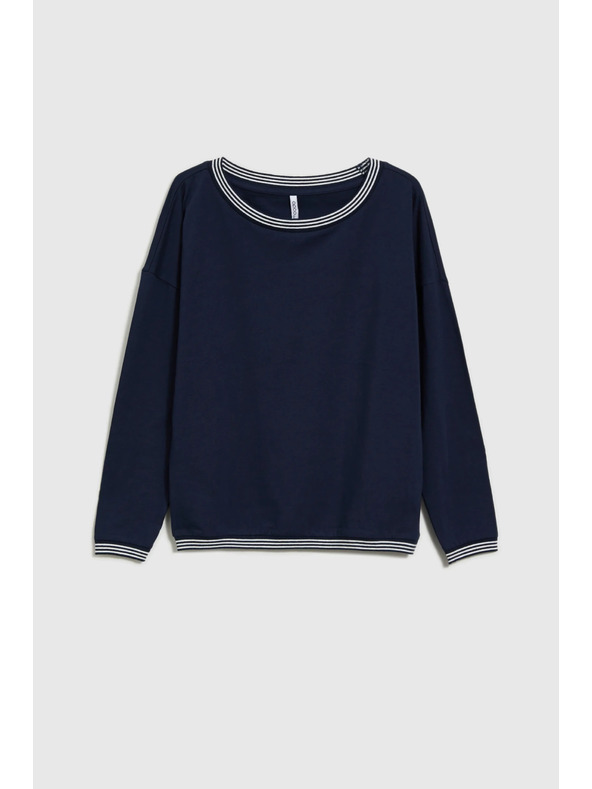 Moodo Тъмносиня дамска тениска с дълъг ръкав Moodo