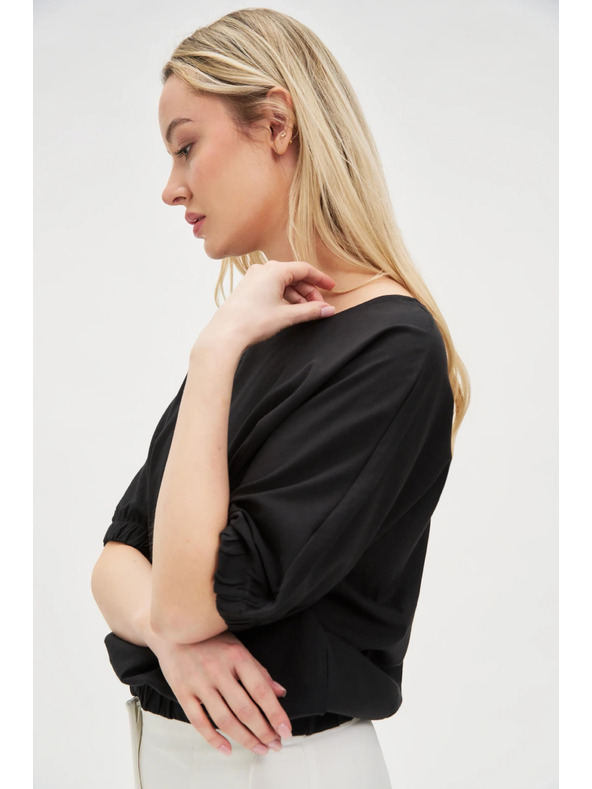 Moodo Черна дамска памучна тениска Moodo