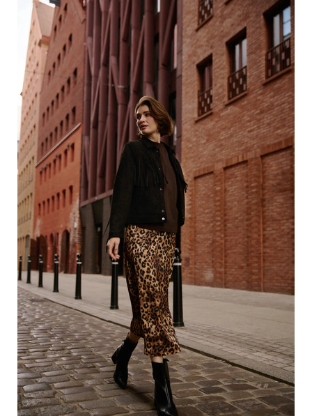 Moodo Дамска леопардова пола Moodo - кафява