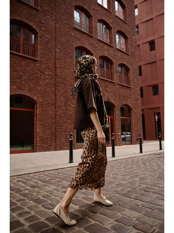 Moodo Дамска леопардова пола Moodo - кафява