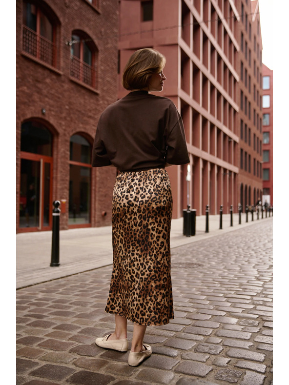 Moodo Дамска леопардова пола Moodo - кафява