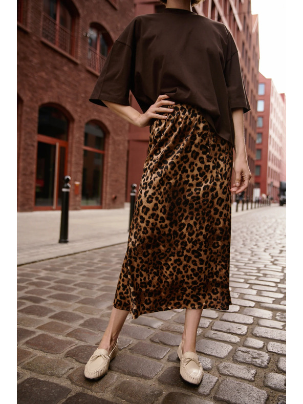 Moodo Дамска леопардова пола Moodo - кафява