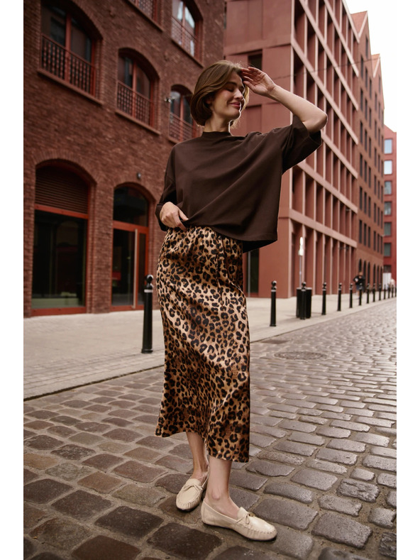 Moodo Дамска леопардова пола Moodo - кафява