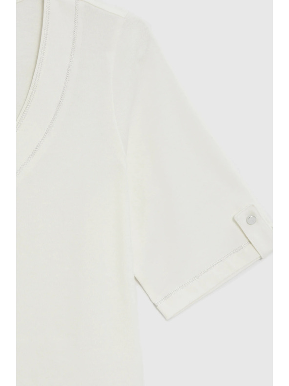 Moodo Бяла блуза с V-образно деколте Moodo