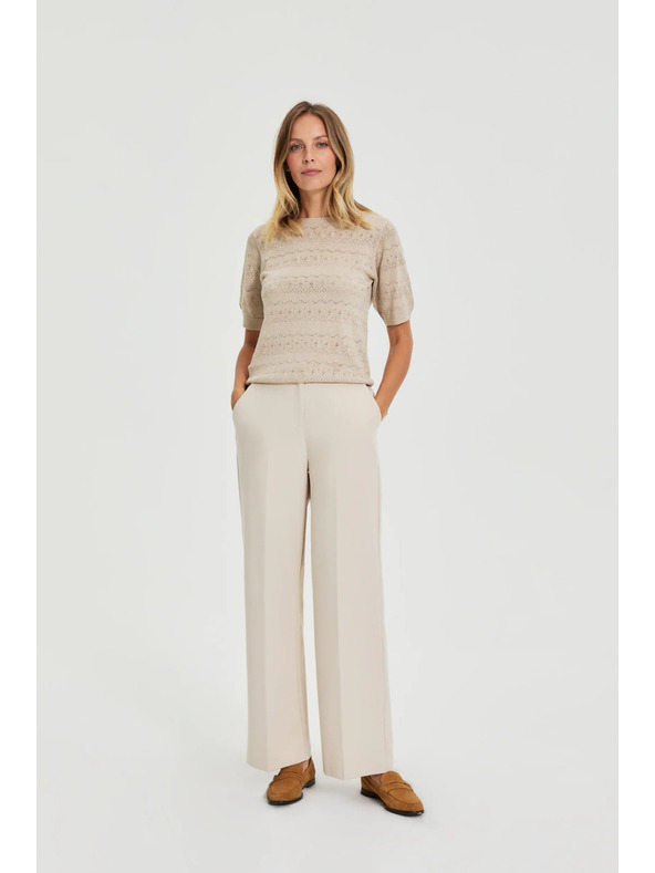 Moodo Бежови панталони с гънки Moodo