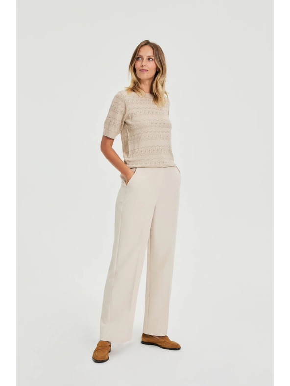 Moodo Бежови панталони с гънки Moodo