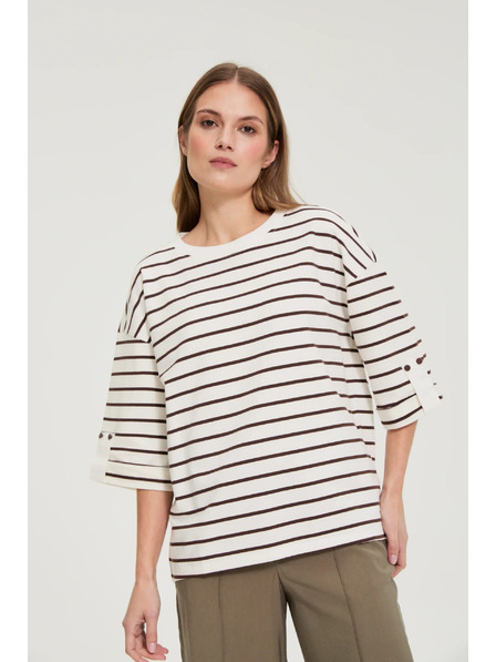 Moodo Раирана суитшърт бяла Moodo