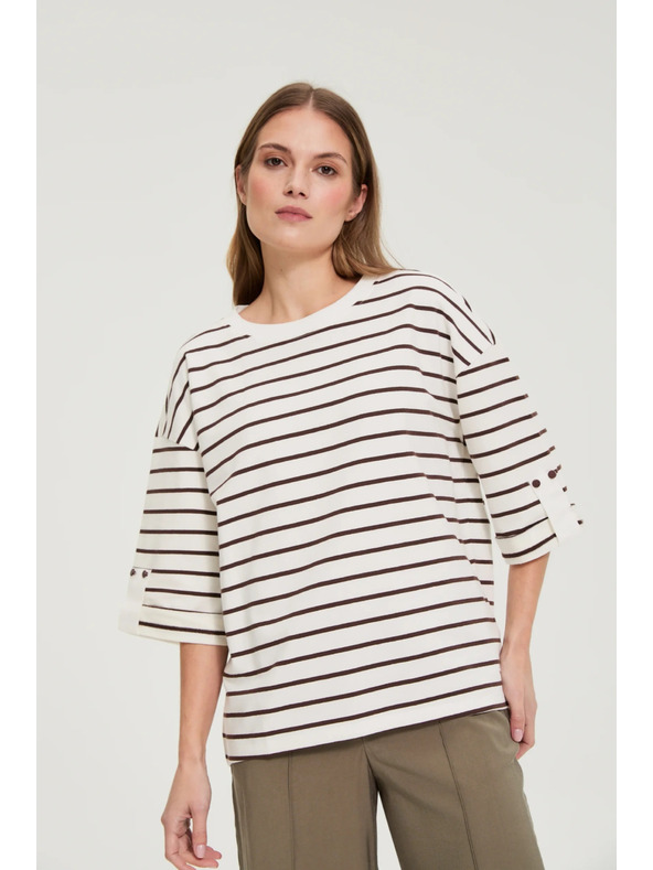 Moodo Раирана суитшърт бяла Moodo