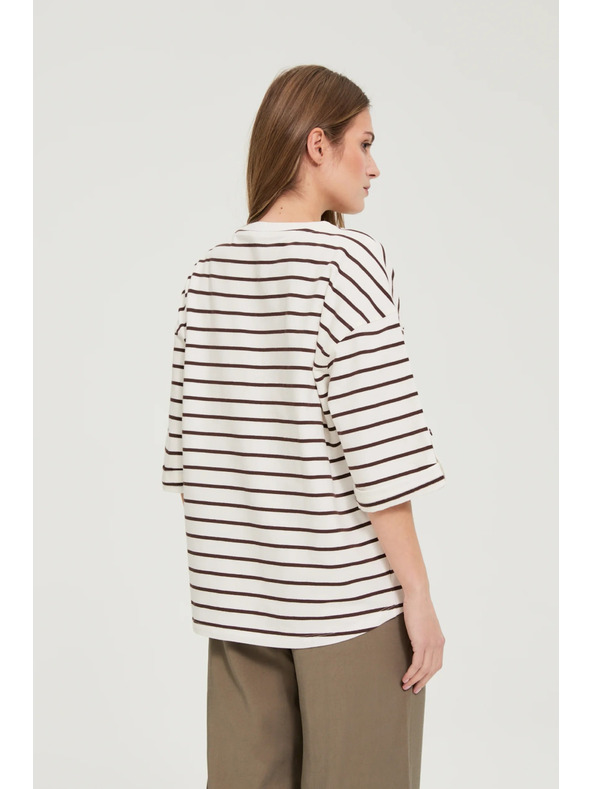 Moodo Раирана суитшърт бяла Moodo