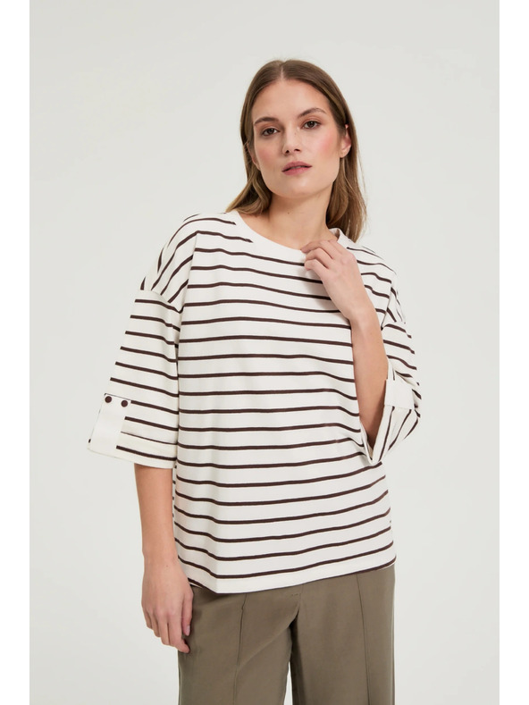 Moodo Раирана суитшърт бяла Moodo