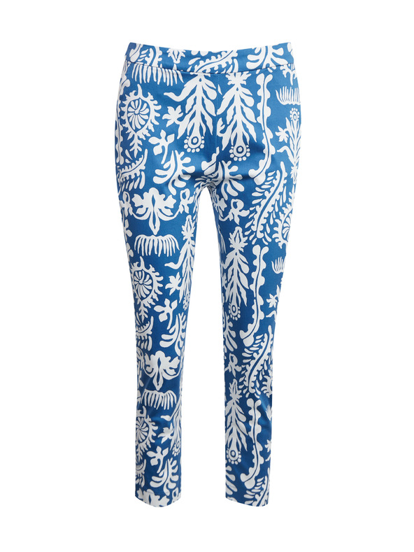 Orsay Бяло-син дамски панталон с десен ORSAY