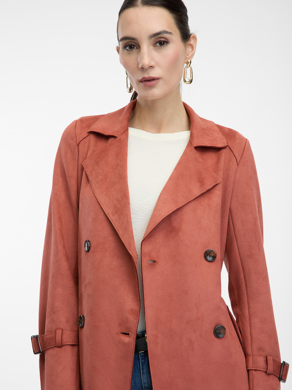 Orsay Дамски шлифер в цвят брик от велур ORSAY