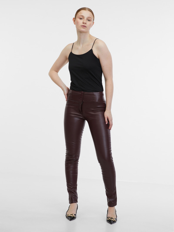 Orsay Винен дамски панталон от изкуствена кожа ORSAY
