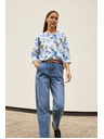 Moodo Суитшърт с цветя синя Moodo
