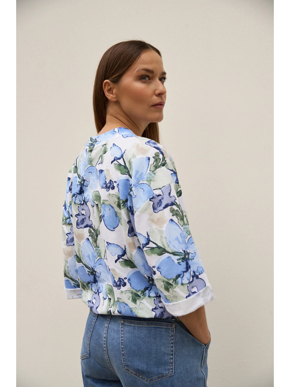 Moodo Суитшърт с цветя синя Moodo