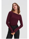 Moodo Приилягаща блуза с дълги ръкави бордо Moodo