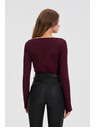 Moodo Приилягаща блуза с дълги ръкави бордо Moodo