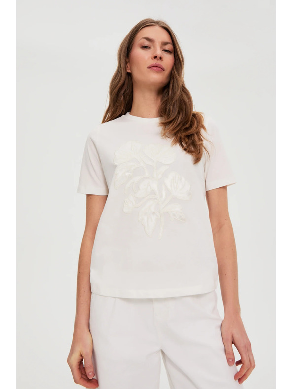 Moodo Блуза с апликация бяла Moodo