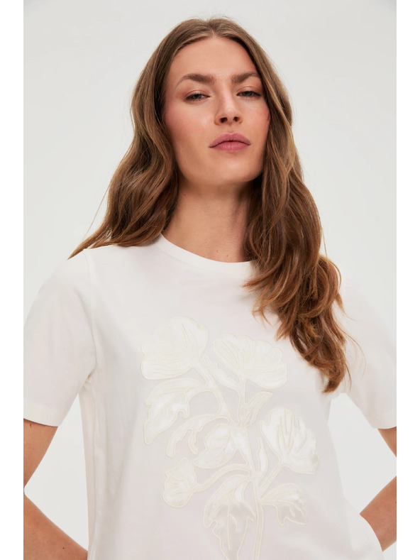 Moodo Блуза с апликация бяла Moodo