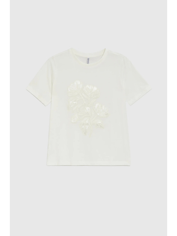 Moodo Блуза с апликация бяла Moodo