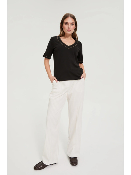 Moodo Блуза с V-образно деколте черна Moodo