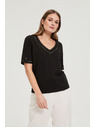 Moodo Блуза с V-образно деколте черна Moodo