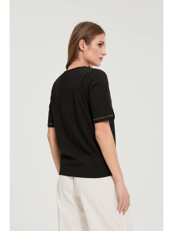 Moodo Блуза с V-образно деколте черна Moodo