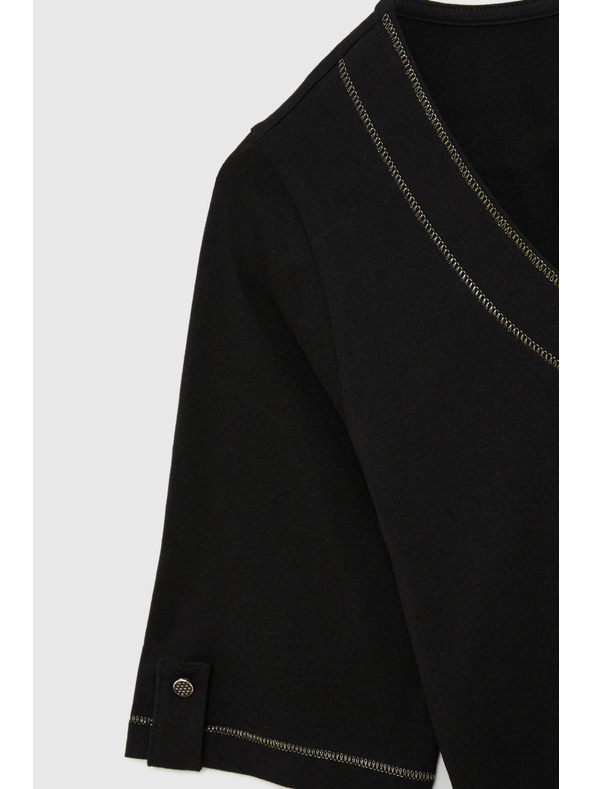 Moodo Блуза с V-образно деколте черна Moodo