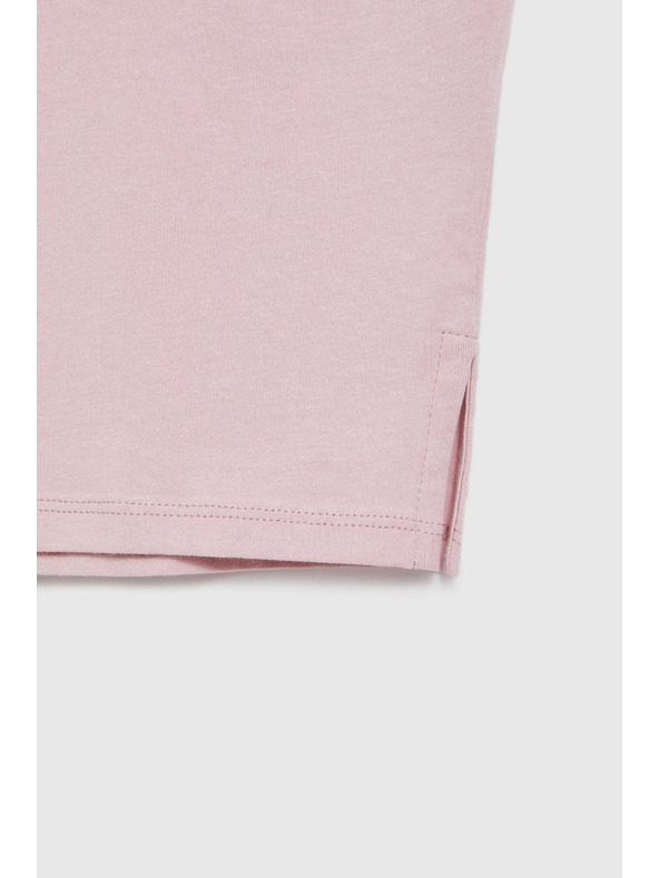 Moodo Памучна тениска с V-образно деколте светло розова Moodo