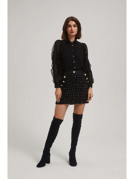 Moodo Пола в стил туид с декоративни копчета черна Moodo