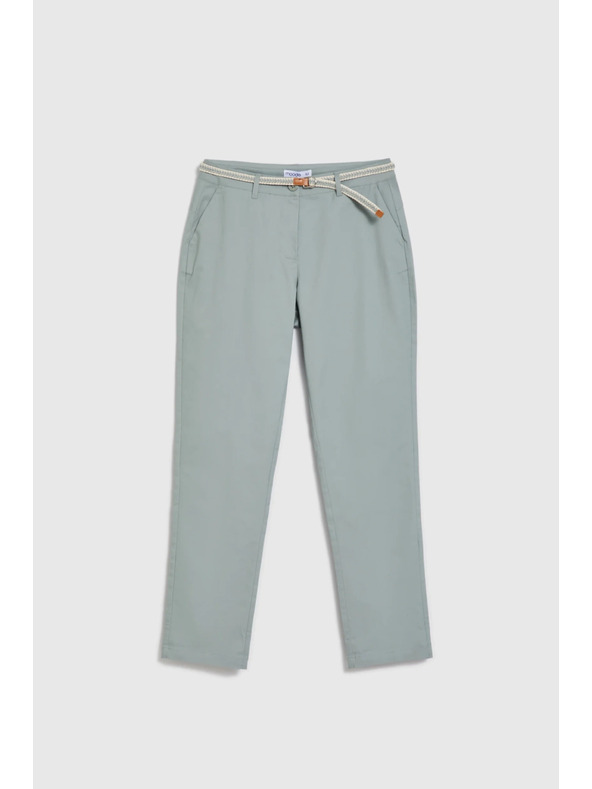 Moodo Памучни панталони маслинево зелени Moodo