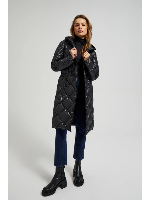 Moodo Стеган якета със затягащ шнур черна Moodo