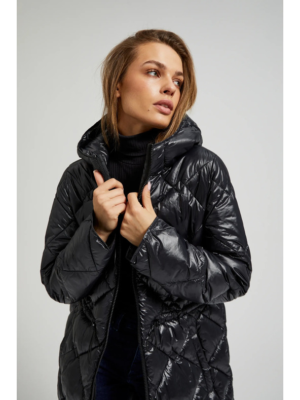 Moodo Стеган якета със затягащ шнур черна Moodo